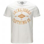 JACK & JONES Herren T-Shirt Jordiamond Sommer Baumwolle Rundhals Regular Fit Wei� Print Orange