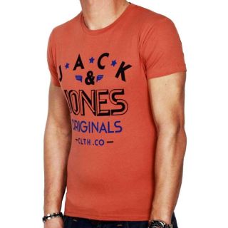 JACK & JONES Herren T-Shirt Jormock 2 Sommer Baumwolle Print Rundhals Slim Fit Rot