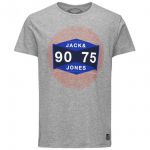 JACK & JONES Herren T-Shirt Jcostay Sommer Baumwolle Print Rundhals Tall & Slim Grau