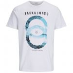 JACK & JONES Herren T-Shirt Jcospring-Feeling Sommer Baumwolle Print Regular Fit Wei� Print Blau