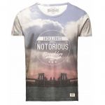 JACK & JONES Herren T-Shirt Jorriru Sommer Baumwolle Print Rundhals Slim Fit Blau