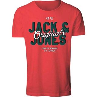 JACK & JONES Herren T-Shirt Jortrap Sommer Baumwolle Print Rundhals Slim Fit Baked Apple