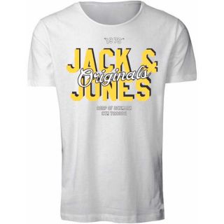 JACK & JONES Herren T-Shirt Jortrap Sommer Baumwolle Print Rundhals Slim Fit Wei�