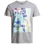 JACK & JONES Herren T-Shirt Jorthree Sommer Baumwolle Print Rundhals Regular Fit Grau