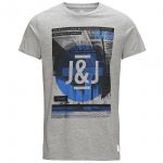 JACK & JONES Herren T-Shirt Jcotrain Sommer Baumwolle Print Rundhals Regular Fit Grau