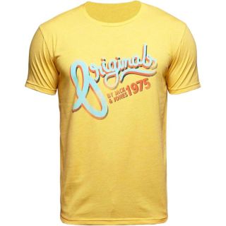JACK & JONES Herren T-Shirt Jorknock Sommer Baumwolle Print Rundhals Slim Fit Gelb
