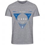 JACK & JONES Herren T-Shirt Jcobooster Sommer Baumwolle Print Rundhals Slim Fit Grau