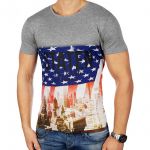 JACK & JONES Herren T-Shirt Jorbolt Sommer Baumwolle Print Rundhals Regular Fit Grau