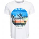 JACK & JONES Herren T-Shirt Jorbeach Sommer Baumwolle Print Rundhals Slim Fit Cloud Dancer CALIFORNIA