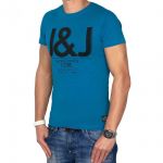 JACK & JONES Herren T-Shirt Jcoelijah Sommer Baumwolle Rundhals Regular Fit Blau