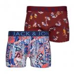 Jack & Jones Herren Panties RACING 2er Pack Racing1 Red Dahlia-Azure Blue Letter