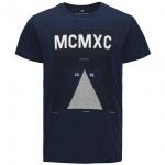 JACK & JONES Herren T-Shirt Jcotexa Sommer Baumwolle Rundhals Print Slim Fit Dunkelblau