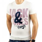 JACK & JONES Herren T-Shirt Jorgerrad Rundhals Sommer Print Baumwolle Slim Fit Wei�