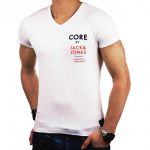 JACK & JONES Herren T-Shirt Jcocapsver Sommer V-Ausschnitt Baumwolle Slim Fit Wei�