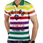 Redbridge Herren Poloshirt RB2050 Rot und Gr�n gestreift Gr�n
