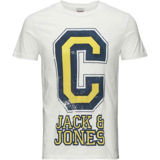JACK & JONES Herren T-Shirt Jorhusky Sommer Print Rundhals Kurzarm Slim Fit Wei� C HUSKY