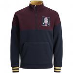 JACK & JONES Herren Sweatshirt Pullover Jorchester Sweat Half Zip Turtle Neck Weinrot