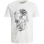 JACK & JONES Herren T-Shirt Jorrasmus Totenkopf-Print Gl�nzend Sommer Slim Fit Wei�