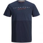 JACK & JONES Herren T-Shirt Jorstation Mehrfarbig Sommer Rundhals Regular Fit Dunkelblau