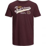 JACK & JONES Herren T-Shirt Jjelogo 2 Rundhals Print Sommer Kurzarm Slim Fit Weinrot