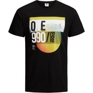 JACK & JONES Herren T-Shirt Jcodave Sommer Baumwolle Print Rundhals Slim Fit Schwarz