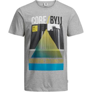 JACK & JONES Herren T-Shirt Jcodave Sommer Baumwolle Print Rundhals Slim Fit Grau Melange