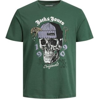 JACK & JONES Herren T-Shirt Jordome Totenkopf-Print Sommer Kurzarm Regular Fit Gr�n