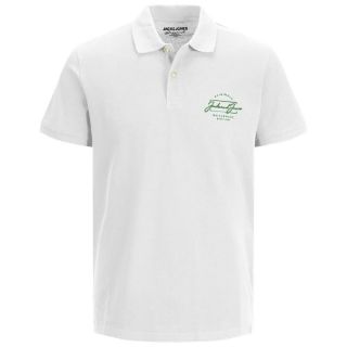JACK & JONES Herren Poloshirt Jorelden Polo Logoprint Pikee Einfarbig Wei�