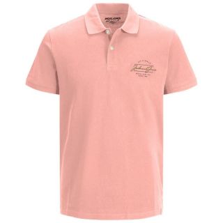 JACK & JONES Herren Poloshirt Jorelden Polo Logoprint Pikee Einfarbig Rosa
