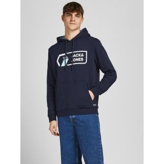 Jack & Jones Herren Kapuzenpullover Jcologan Sweat Sweat Hoodie Print Kapuze Dunkelblau