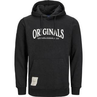 Jack & Jones Herren Kapuzenpullover Jorbridge Sweat Hoodie Sweatshirt Print Schwarz