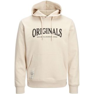 Jack & Jones Herren Kapuzenpullover Jorbridge Sweat Hoodie Sweatshirt Print Beige