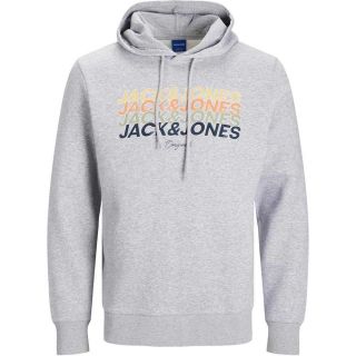 Jack & Jones Herren Kapuzenpullover Jorbrady Sweat Hoodie Vintage Aufdruck Hellgrau