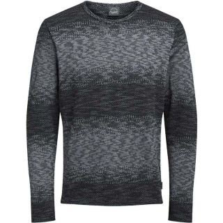 Jack & Jones Herren Strickpullover Jorbass Sweatshirt Winter Pullover Gestreift Schwarz