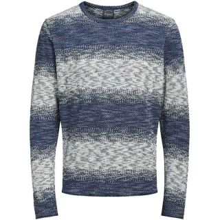 Jack & Jones Herren Strickpullover Jorbass Sweatshirt Winter Pullover Gestreift Blau
