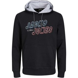 Jack & Jones Herren Kapuzenpullover Jcofriday Sweat Hoodie Sweatshirt Aufdruck Schwarz