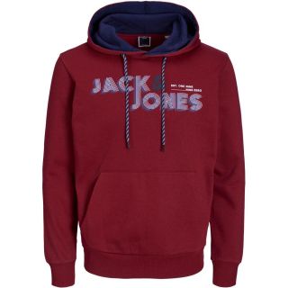 Jack & Jones Herren Kapuzenpullover Jcofriday Sweat Hoodie Sweatshirt Aufdruck Rot