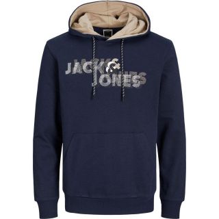 Jack & Jones Herren Kapuzenpullover Jcofriday Sweat Hoodie Sweatshirt Aufdruck Dunkelblau