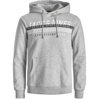 Jack & Jones Herren Kapuzenpullover Jjiron Sweat Hoodie K�ngurutasche Streetwear Hellgrau meliert