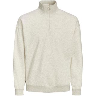 Jack & Jones Herren Basic Sweatshirt Jorbrink Stehkragen Rei�verschluss Meliert Wei� meliert