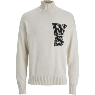 Jack & Jones Herren Strickpullover Jorwoodside Knit High Neck Hoher Kragen Motiv Beige