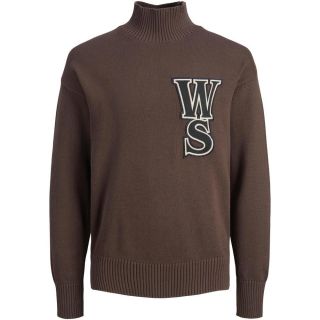 Jack & Jones Herren Strickpullover Jorwoodside Knit High Neck Hoher Kragen Motiv Braun