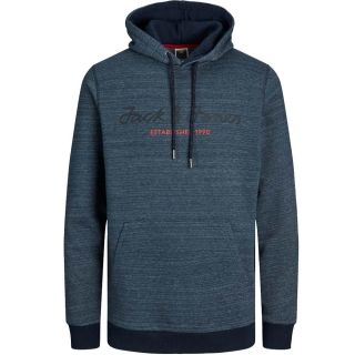 Jack & Jones Herren Kapuzenpullover Jcoberg Sweat Hoodie Sweatshirt Casual Print Blau