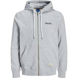 Jack & Jones Herren Sweatjacke Jortons Sweat Zip Hoody K�ngurutasche Streetwear Hellgrau meliert