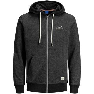 Jack & Jones Herren Sweatjacke Jortons Sweat Zip Hoody K�ngurutasche Streetwear Schwarz meliert