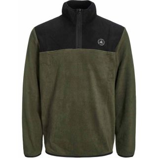 JACK & JONES Fleecejacke Jcotech Polar Sweat Stehkragen Colorblocking Winter Oliv