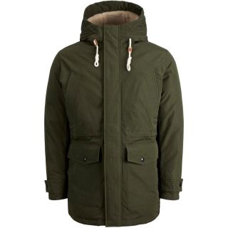 Jack & Jones Herren Winterjacke Jjemash Teddy Parka Winter Outdoor Teddyfell Oliv