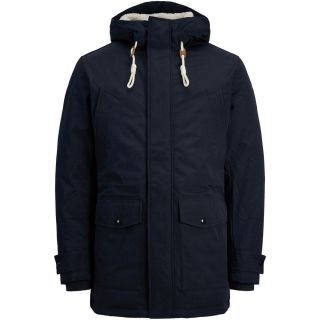 Jack & Jones Herren Winterjacke Jjemash Teddy Parka Winter Outdoor Teddyfell Dunkelblau