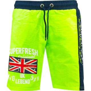 Geographical Norway Herren Badeshorts Quodesh Kurze Hose Strandhose Sport Neongelb