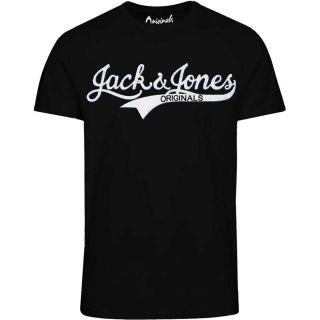 JACK & JONES Herren T-Shirt Jornoah Rundhals Print Baumwolle Sommer Regular Fit Schwarz